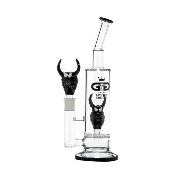 Grace Glass - Limited Edition Bong with with HoneyComb Disc Perc - Black Monster with Horns