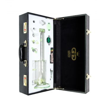 Grace Glass - Limited Edition Bong with Atomium Diffuser Perc - Complete Set in Leather Gift Case - Green