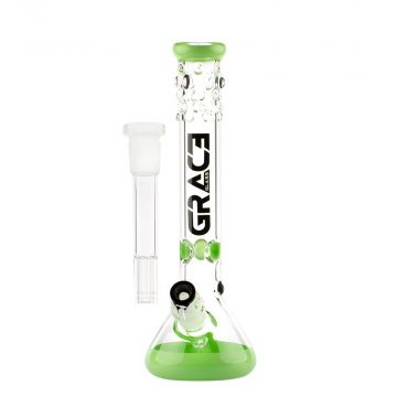 Grace Glass PEARL Series XL Frog Beaker Ice Bong | 15.5 Inch | Green