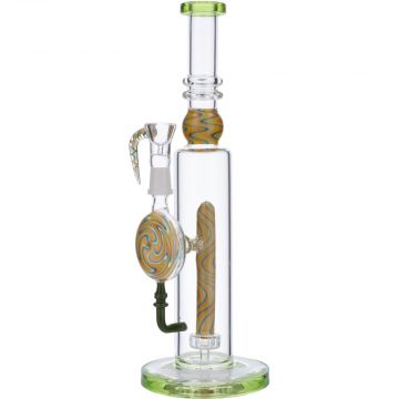 Straight Bong with Wig Wag Showerhead Perc | 12.5 inch | Bright Green | Side view 1