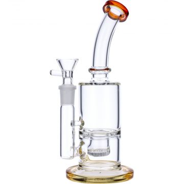 Glass Bubbler with Drop Bucket Honeycomb Perc | Amber | Side view 1