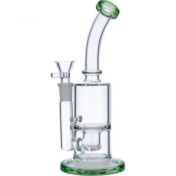 Glass Bubbler with Drop Bucket honeycomb Perc | Green | Side view 1