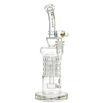 Tsunami Glass Sprinkler Showerhead Recycler Bong | Clear - Side View 1