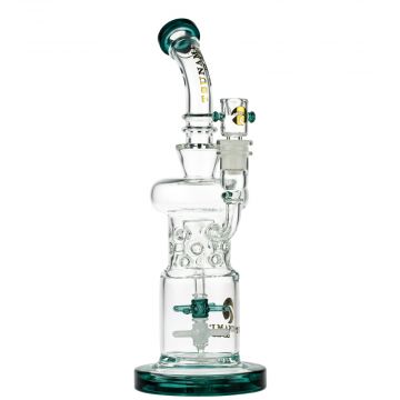 Tsunami Glass Double Propeller Drum Perc Bong | Green