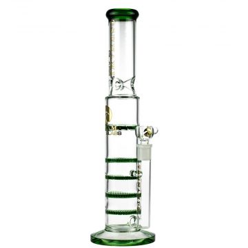 Tsunami Glass Straight Ice Bong with Quadruple HoneyComb Disc | Green