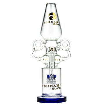 Tsunami Glass Electric Showerhead Tree HoneyComb Perc Bong | Blue