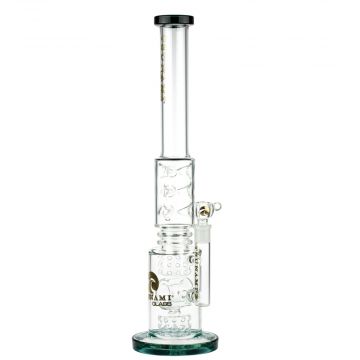 Tsunami Glass Double Drum Donut Perc Straight Ice Bong | Green