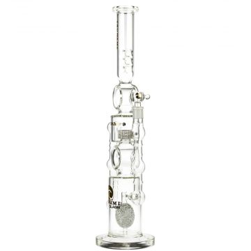 Tsunami Glass Apple Double Donut Showerhead Perc Ice Bong | Clear - Side View 1