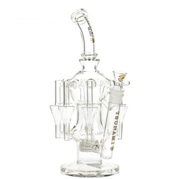 Tsunami Glass 8-Arm Recycler Bong Showerhead Perc | Clear - Side View 1