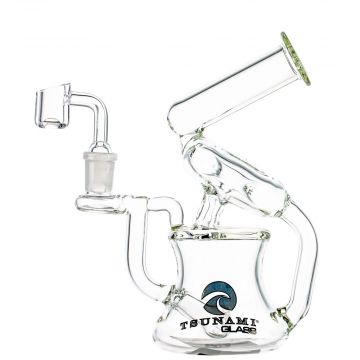 Tsunami Glass Donut Recycler Dab Rig  | Clear - Side View 1