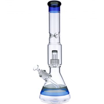 Beaker Base Ice Bong with Drum Perc | 15.7 Inch | Transparent Black | Side view 1