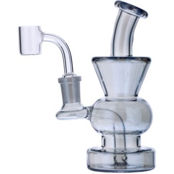 Curvy Base Bubbler with Fixed Downstem | Blue | Side view 1
