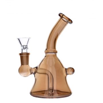 Glass Bell Bubbler with Fixed Downstem | 5.5 Inches | Amber | Side view 1