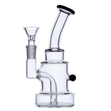 Glass Bubbler with Bent Neck | 5.5 inch | Black | Side view 1