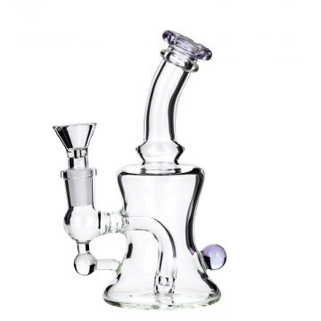 Curved Base Bubbler with Fixed Diffuser Downstem | 5.5 Inches | Pink | Side view 1