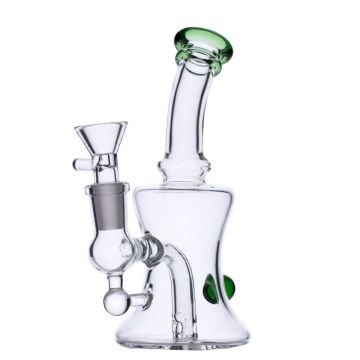 Curved Base Bubbler with Fixed Diffuser Downstem | 5.5 Inches | Green | Side view 1