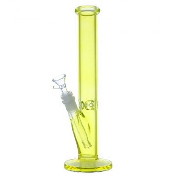  Straight Cylinder Neon Glass Ice Bong | Yellow | Side View 1