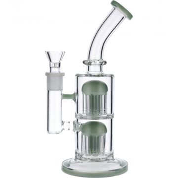 Straight Glass Bong with Double Tree Perc | Mint Green | Side view 1