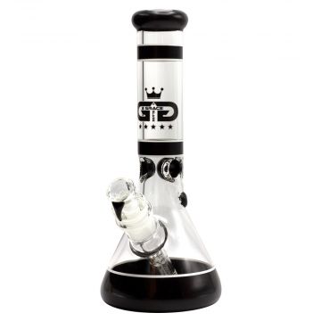 Grace Glass Beaker Ice Bong with 6 Shooter Downstem | Black | side view 1
