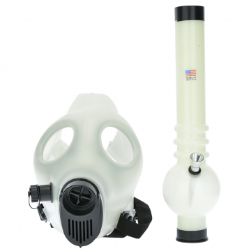 Gas Mask Bong with Acrylic Bubble Base Tube | Glow in the Dark