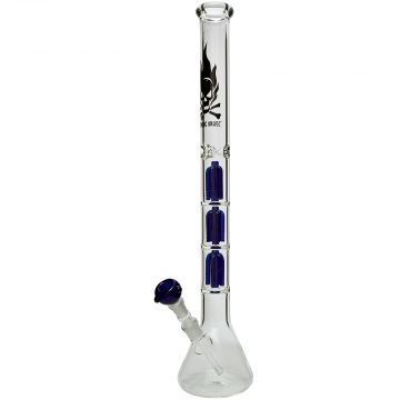 Black Leaf Glass - 7mm - Triple 5-arm Tree Perc Ice bong - No Carb Hole