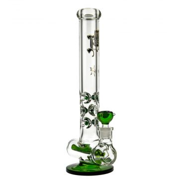 Black Leaf - SubSee Inline Perc Stemless 9mm Glass Ice Bong - Green - Side View 1