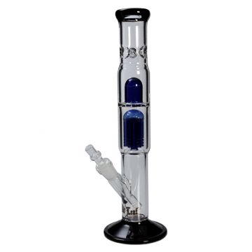 Black Leaf - Dome Perc and 6-arm Perc Glass Ice Bong - Blue and Black 