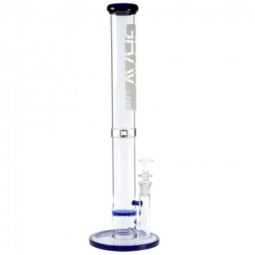 Grav Labs 16 Inch Flare Stemless Honeycomb Disc Ice Bong with Blue Accents - Etched - Side view 1 