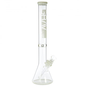 Grav Labs 16 inch Beaker Ice Bong with White Accents - Etched - Side view 1