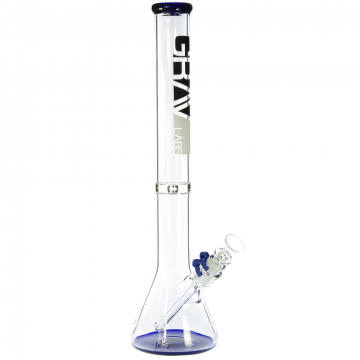 Grav Labs 16 Inch Beaker Ice Bong with Blue Accents - Black - Side view 1