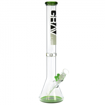 Grav Labs 16 Inch Beaker Ice Bong with Green Accents - Black - Side view 1