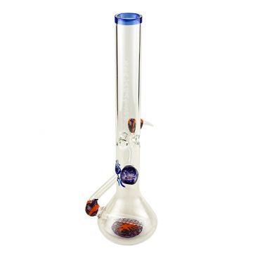 Glass Ice Bong - Fixed Stem - Inline Perc - Fully Color Worked With 3-D Marble