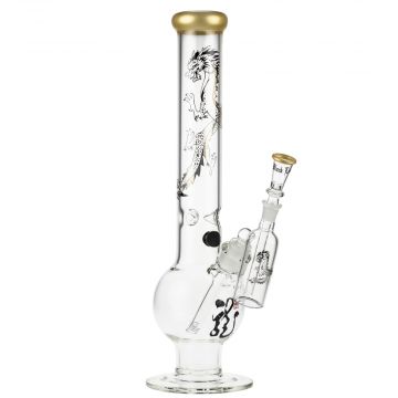 Black Leaf Golden Dragon Series Bubble-Base Ice Bong Set with Precooler - Side View 1