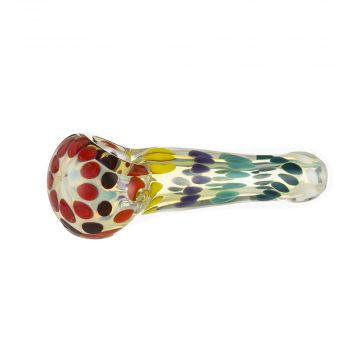 Glass Spoon Pipe - Inside Out Fume & Colored Dots - Multi color