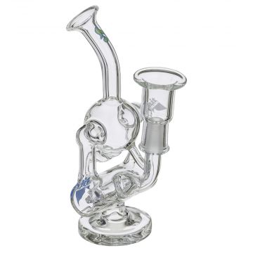 Hitman –Baby Orbital Recycler with Hammerhead Perc and White & Blue logo – 10mm