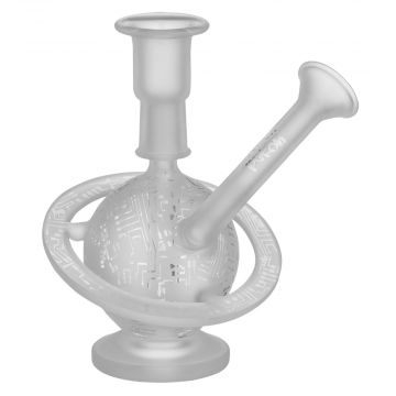 Pakoh x Hitman –Sandblasted Baby Planet Sidecar Bubbler with Brilliance Perc & Zig zag Pattern – 10mm