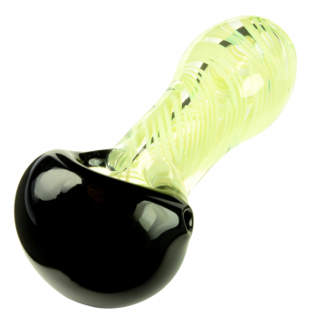 LA Pipes Inside-Out Fumed Green Slyme Spoon Pipe with Black Bowl