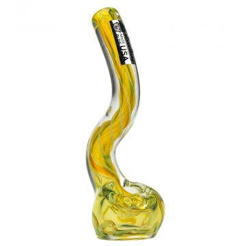 GlassHeads Green Slime Inside-Out Twist Fumed Sherlock Pipe - Side view 1