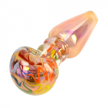 Glassheads Spoon Pipe Gold and Silver Fumed with Rainbow Canes on Bowl