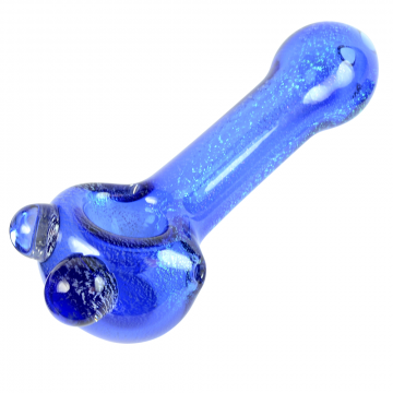 Glassheads Blue Dichro Spoon Pipe with Clear Marbles