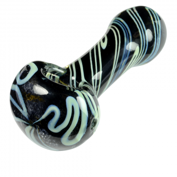 UPC Inside-Out Spoon Pipe with Black Frit and Slyme Cane 