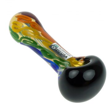 GlassHeads Rainbow Spoon Pipe with Black Head 