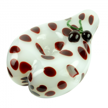 UPC White Hand Pipe with Red Dots and Cherry Adornment 