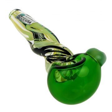 GlassHeads Green Slyme and Black Twist Spoon Pipe 