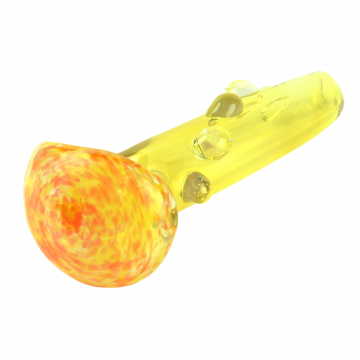 UPC Fumed Spoon Pipe with Frit on Bowl and Marbles on Stem - Orange