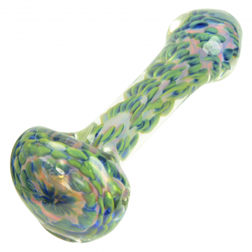 LA Pipes Heavy Inside-Out Fumed Spoon Pipe with Oily Cobalt Drops