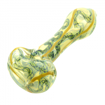 LA Pipes Fumed Inside-out Spoon Pipe with Latticino Design - Green