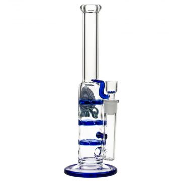 Black Leaf Glass bong with Triple Turbine Disc Perc | 25.5cm - Side View 1