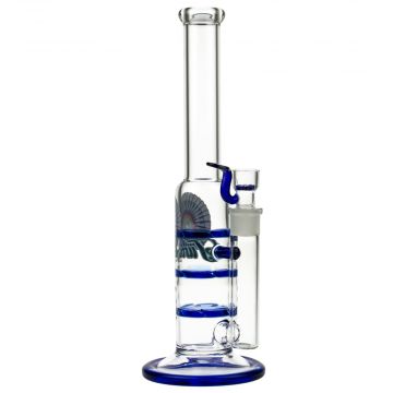 Black Leaf Glass bong with Triple Turbine Disc Perc | 32cm - Side View 1