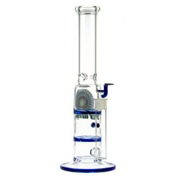 Black Leaf - Glass Ice Bong with Double Turbine Disc Perc - 38cm - Side View 1